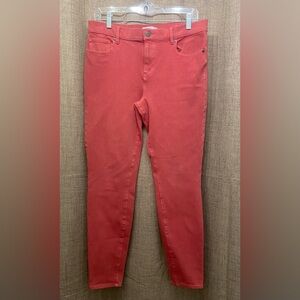 LOFT Coral-Orange Slim Pants